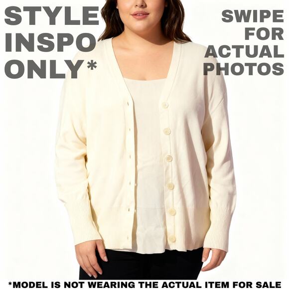 NWT Karen Scott Cream Cotton Cardigan 2X Plus Size 0130 - Picture 2 of 9